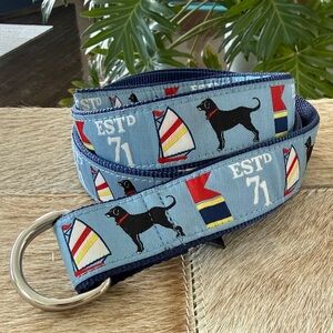 The Black Dog Blue Sailboat - Nautical Flags - Labrador Belt - Size Large 35-39”